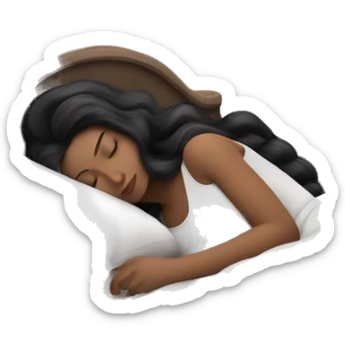 sleeping beauty black hairwhite girl with a silk pillow sticker