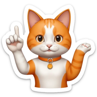 Cat pointing a finger at a hand doing the ok symbol sticker