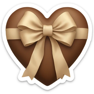 Brown heart with a beige bow sticker