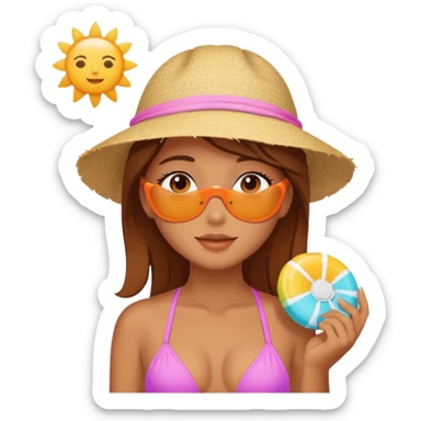 aesthetic girl with sunscreen on cheeks, wearing bikini, enjoying the sun sticker