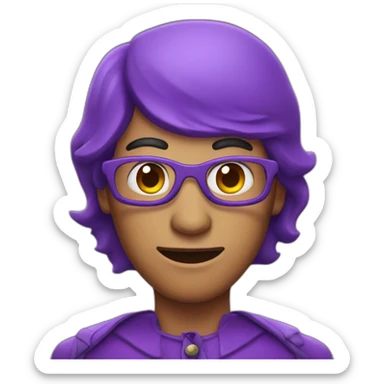 purple man wearing costume sticker