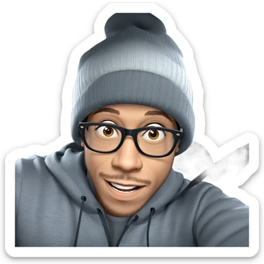 boy in beanie with glasses sticker