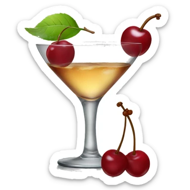 coupe glass cocktail with a cherry and bow sticker