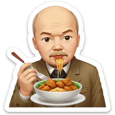 Lenin eating mie ayam sticker