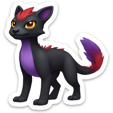 Cute cool dark black red purple yellow animal hybrid Fakemon full body sticker