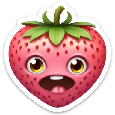 pink strawberry bat cute with strawberry big pink eyes  sticker