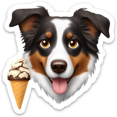 Australian Shepard eating chocolate icecream sticker