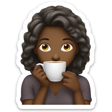 Tired girl drinking coffee sticker