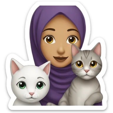 Hijabi girl with her cat  sticker