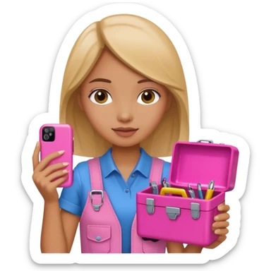 nig girly cellphone with a pink mini toolbox sticker