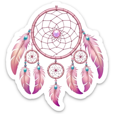 Iridescent pastel pink dreamcatcher sticker