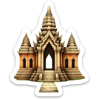 Cinematic Realistic Ayutthaya Ruins Landmark Emoji, depicted with ancient temple ruins amid lush greenery rendered with dramatic textures and nostalgic, warm lighting. sticker