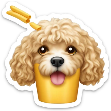 Cockapoo eating french fry sticker