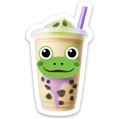 Green frog with taro bubble tea sticker