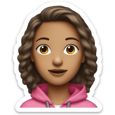 brunette girl wearing pink hoodie  sticker