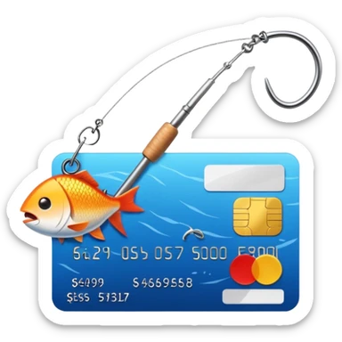 credit card phishing prevention with a fishing hook sticker