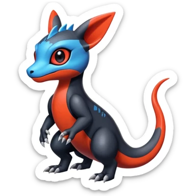 Cute Shiny Guilmon-Salandit-Umbreon-Fakémon-hybrid-creature (full body)  sticker