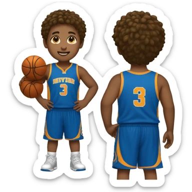 youn chubby boy play basketball  sticker