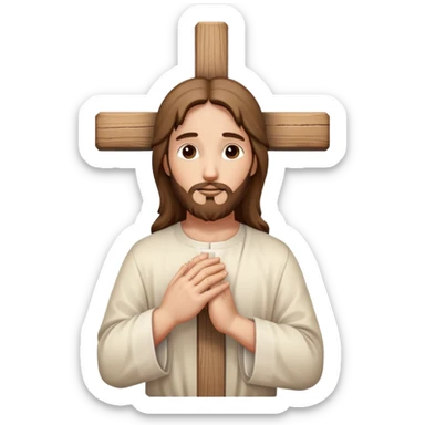 Jesus hands praying with cross symbol, spiritual sticker