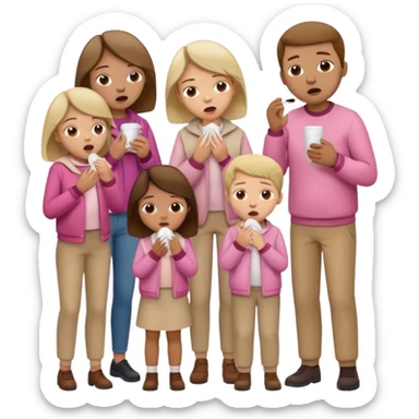 familias enfermas con ropa marron blanca beish y rosa sticker