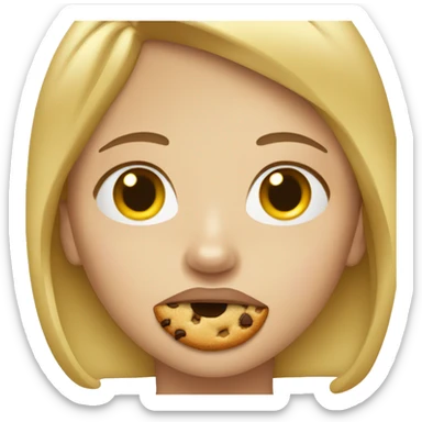 Blonde Woman eating cookie wit freckles sticker