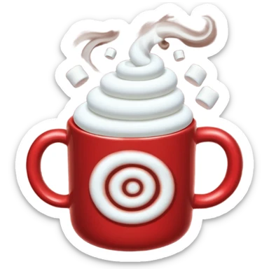 red mug of hot chocolate with marshmallows sticker