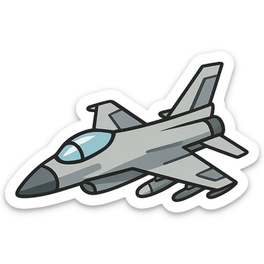 flat toon style fighter jet sticker