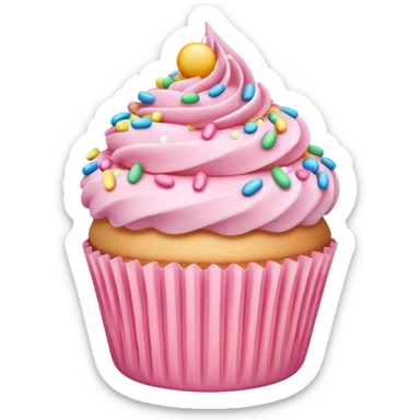 pastel pink cupcake with sprinkles sticker
