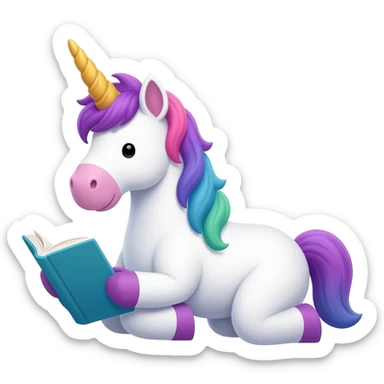 unicorn laying down learning sticker