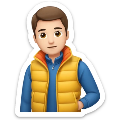 man with puffer vest sticker