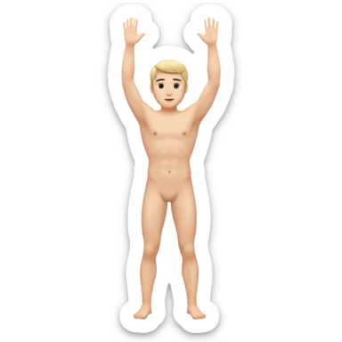 fullbody naked fit nude man hands up sticker