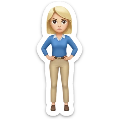 very angry blonde female teacher full body without glasses, hands on hips sticker