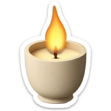 candle in beige concrete ridged vessel sticker