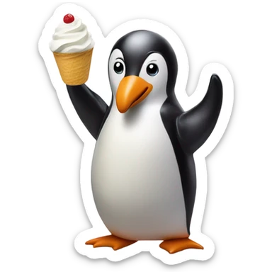penguin serving gelato sticker