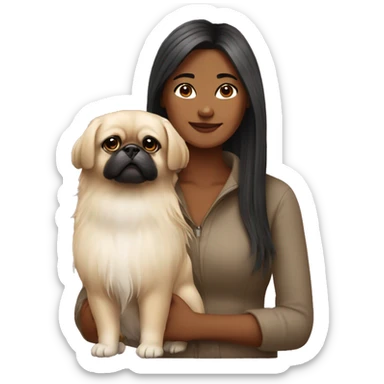 Women with Pekingese sticker