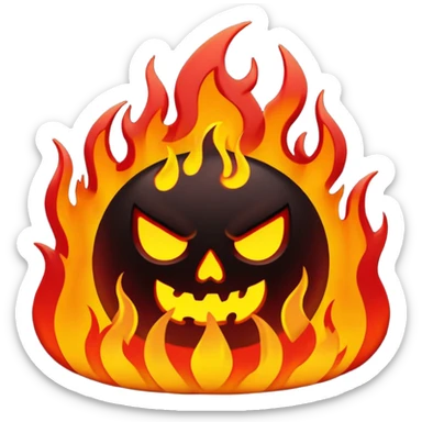 hell view with Red and black with fire, devily sticker