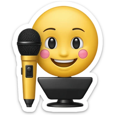 laughing face emoji next to a mic sticker