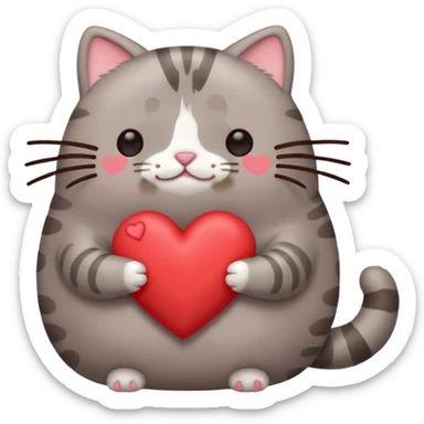Pusheen cat red heart sticker