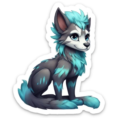 Cool cute Kawaii edgy fantasy shiny animal  fursona Fionbri vernid by griffsnuff & LiLaiRa & Falvie full body sticker