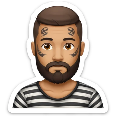 tattooed bearded male prisoner sticker