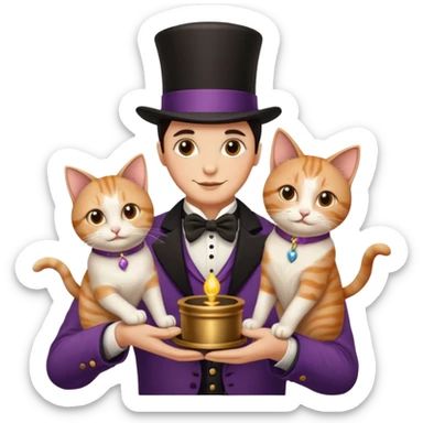 Icon Contour  Magician Couple and Their Pet Cat  sticker