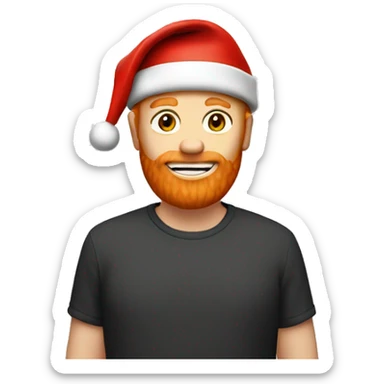 Ginger man wear Santa hat sticker