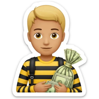 A Robber that just robes a bank** and that has yellow and black stripes that has a bag with money inside sticker