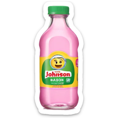 johnson johson baby oil bottle, pink label sticker