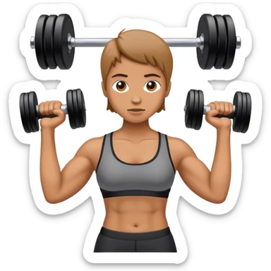 holding dumbbells by hip-side and shrugging shoulders up sticker