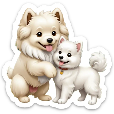 cocker spaniel and samoyed playing together  sticker