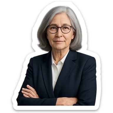 72-year-old professional woman, gray hair, office background, professional atmosphere sticker