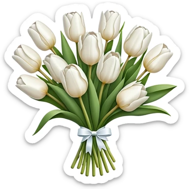 white tulip bouquet  sticker