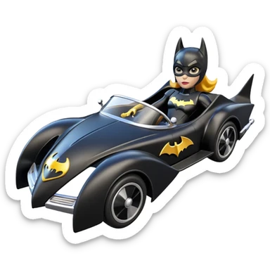 Hot wheels cartoons BatGirl’s 1952stealth retro cat burglar sporty futuristic pursuit mobile cruiser car (reclined seating position) sticker
