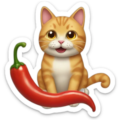 a cat that eats chili sticker